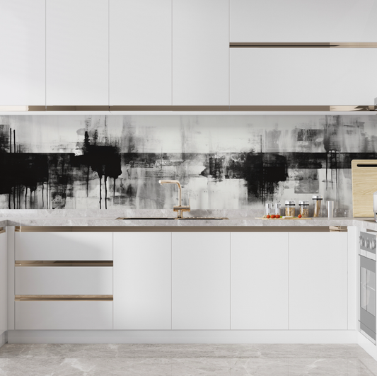 Décore ton mur - crédence cuisine texture blanche et noire peinture