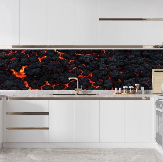 Décore ton mur - crédence cuisine texture de lave rouge magma chaud
