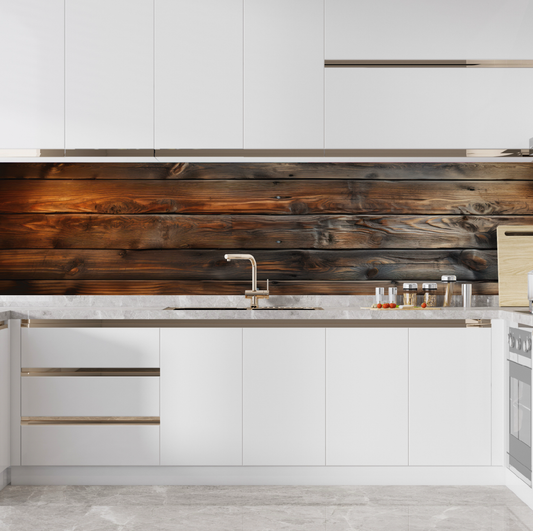Décore ton mur - crédence cuisine texture table en bois avec des planches brunes