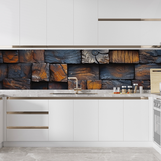 Décore ton mur - crédence cuisine texture vue rapprochée de poutres bois